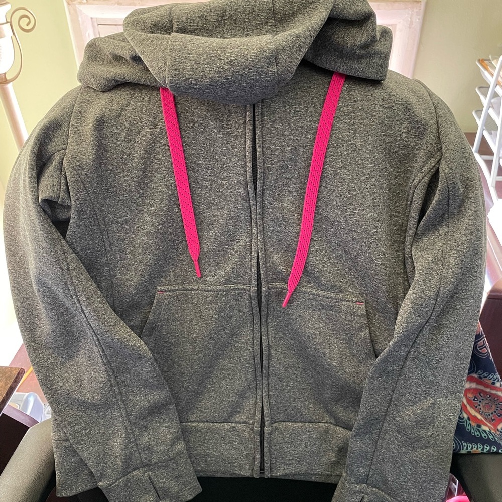 The North Face women’s large fleece lined zip up hoodie.